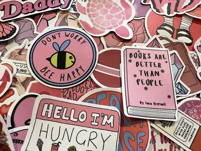 Pink Stickers Set Girly Girl Stickers Tumbler Pinkish Girly 50 Stickers Bundle - Image 1 of 4
