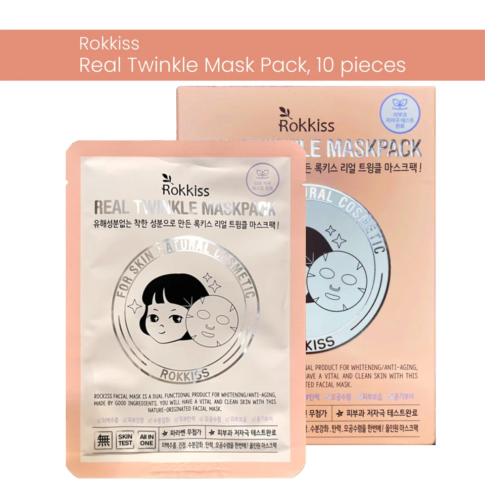 Rokkiss Real Twinkle Mask Pack, 10 PCS , Korean Moisture Mask - Image 1 of 1