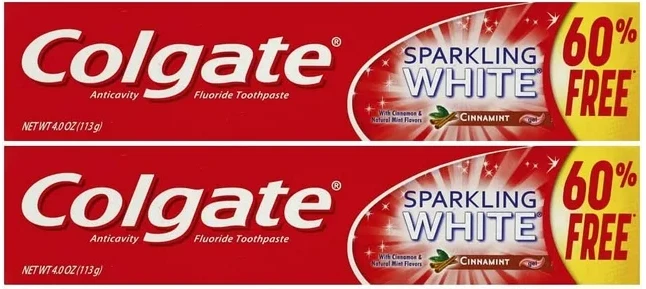 2x COLGATE Sparkling White 'Cinnamint' Fluoride Toothpaste 226 gr Original USA