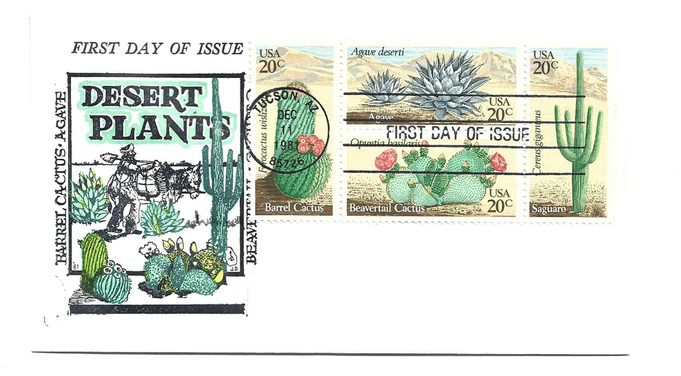 1942-45 Desert Plants, Jack Davis, block of 4  FDC - Image 1 of 1