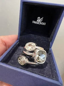 Swarovski Crystal Grey Clear Beautiful Stacking Ring Set Of Three Size 55 7 - Picture 1 of 3