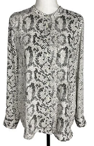 Blusa J.crew Patrón Piel de Serpiente Top Gris Blanco Camisa Talla S Manga Larga - Imagen 1 de 6