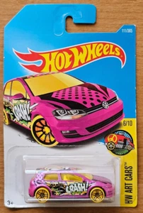 DVB82-D7B3 HOT WHEELS VW MK7 GOLF ART CARS PINK - Picture 1 of 2