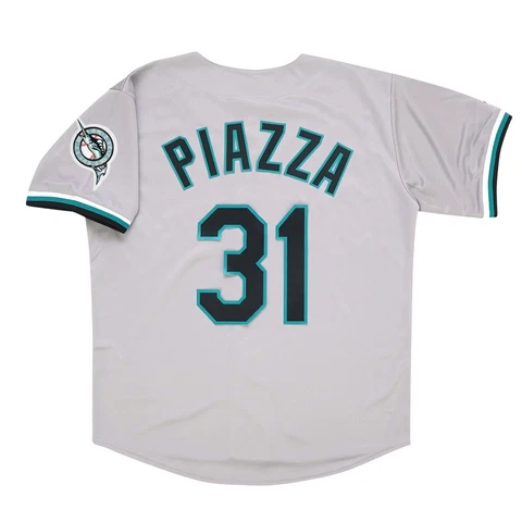Mike Piazza Florida Marlins Grey Road Jersey w/ Team Patch Men's (S-3XL) Cover