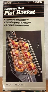 Sears Barbecue Grill Flat Basket Chrome Plated Steel 12 3/4" x7"x 1 3/4" - Picture 1 of 1