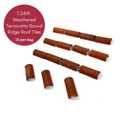 Dolls House 1:24th Scale 15 x 1/2 Round Ridge Roof Tiles Weathered Terracotta - Image 1 of 4