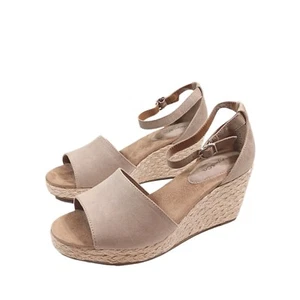 Style & Co Seleeney Sandals Womens 10 Wide Taupe Faux Suede Espadrille Wedge New - Picture 1 of 5
