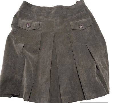 Chelsea & Theodore Corduroy A Line Skirt Women's Size 10 Gray  Pockets Foto 1 de 4