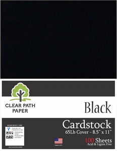Black Cardstock - 8.5 X 11 Inch - 65Lb Cover - 100 Sheets - Picture 1 of 9