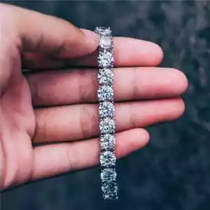 8 CT Round Cut Certified Moissanite Men's Tennis Bracelet 14K White Gold Plated - Picture 1 of 10
