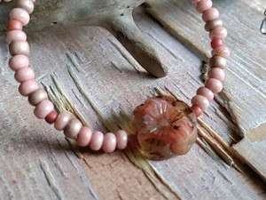 Ankle Bracelet Hippie Teenager Sister Wife Auntie Mom Friend Boho Flower Pink - Picture 1 of 5