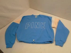 PINK Victoria's Secret Womens sz XS Sweatshirt Pullover Cropped elastic toggle - Picture 1 of 3