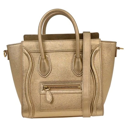 Celine Gold Leather Nano Luggage Tote Bag S-GA-3178 134744 - Image 1 of 4