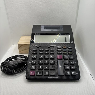 Casio HR-170RC Printing Calculator - With Ac Adapter Working. Missing Paper Hold - Image 1 of 4