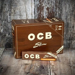 OCB BROWN VIRGIN KING Slim Unbleached ROLLING PAPER & FILTER TIPS 3 6 12 24 32 - Picture 1 of 3