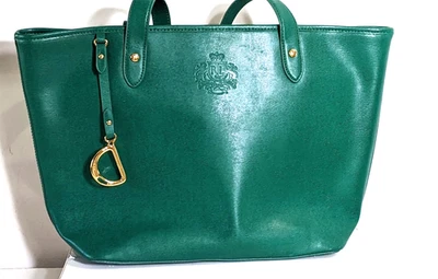 Ralph Lauren Embossed Leather Tote Bag Classic Green - Image 1 of 4
