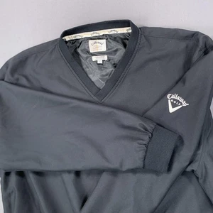 Callaway Golf Pullover Mens Large Black V Neck Windbreaker Jacket Outerwear Soft - Picture 1 of 15