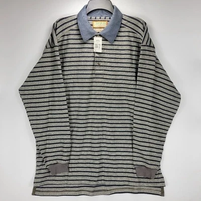 Camisa Polo Arrow Archive Manga Larga Rayas Para Hombre Grande L Azul Verde Academia Foto 1 de 4