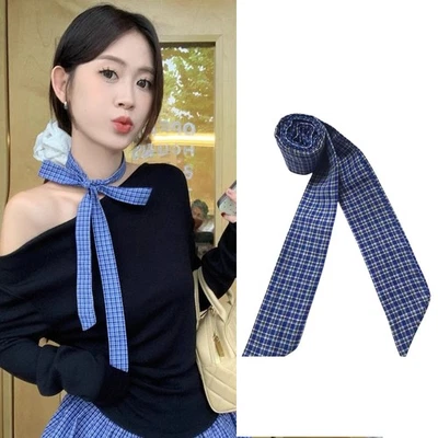 Bufanda Larga Cinturón Rayas Patrón Cuadros Accesorio Versátil para Mujer Moda Foto 1 de 4