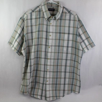 Camisa de vestir vintage Par Four XL para hombre verde blanco azul mangas cortas Foto 1 de 4