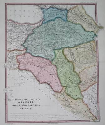 1863 RARE ORIGINAL MAP TURKEY GREAT ARMENIA IRAQ MESOPOTAMIA SYRIA GEORGIA - Image 1 of 4