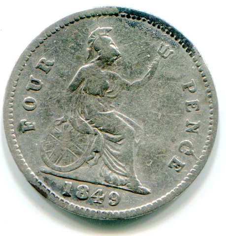UK Groat 4 Pence 1849 KM-731.1     lotjul5051 Cover