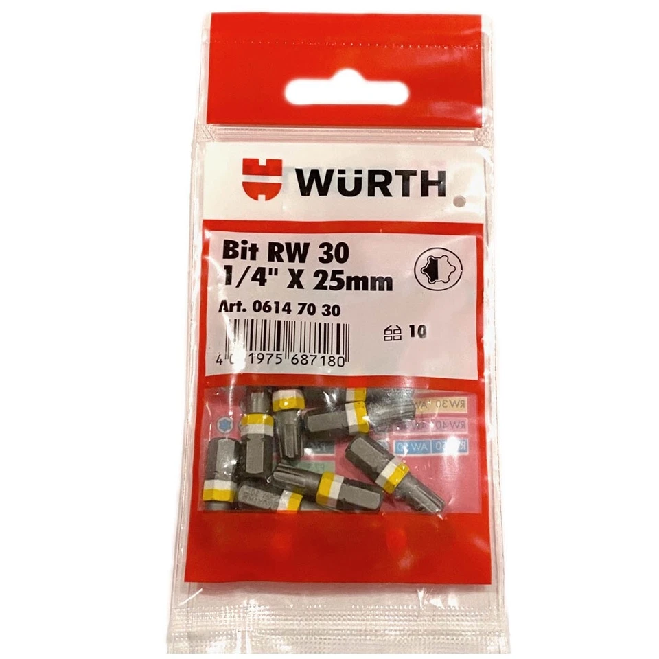 Würth 10x RW® 30 Bit 1/4 Zoll x 25mm Bits RW30 Antrieb ASSY Schrauben 06147030 - Bild 1 von 1