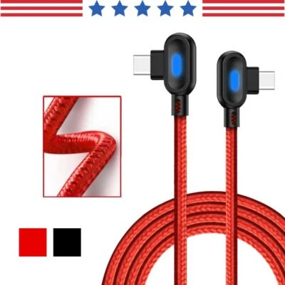 90° Right Angle Fast Charger Type C Charging Cable For Samsung/iPhone 15 16 17 - Image 1 of 4