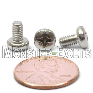 M3.5 x 6mm Stainless Steel Phillips Pan Head Machine Screws, Cross Recessed A2 - Picture 1 of 2