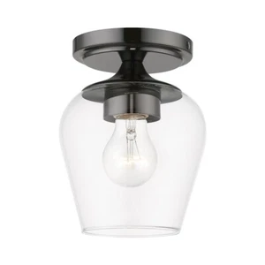Livex Willow 1 Light Flush Mount, Black Chrome/Clear - 46720-46 - Picture 1 of 1