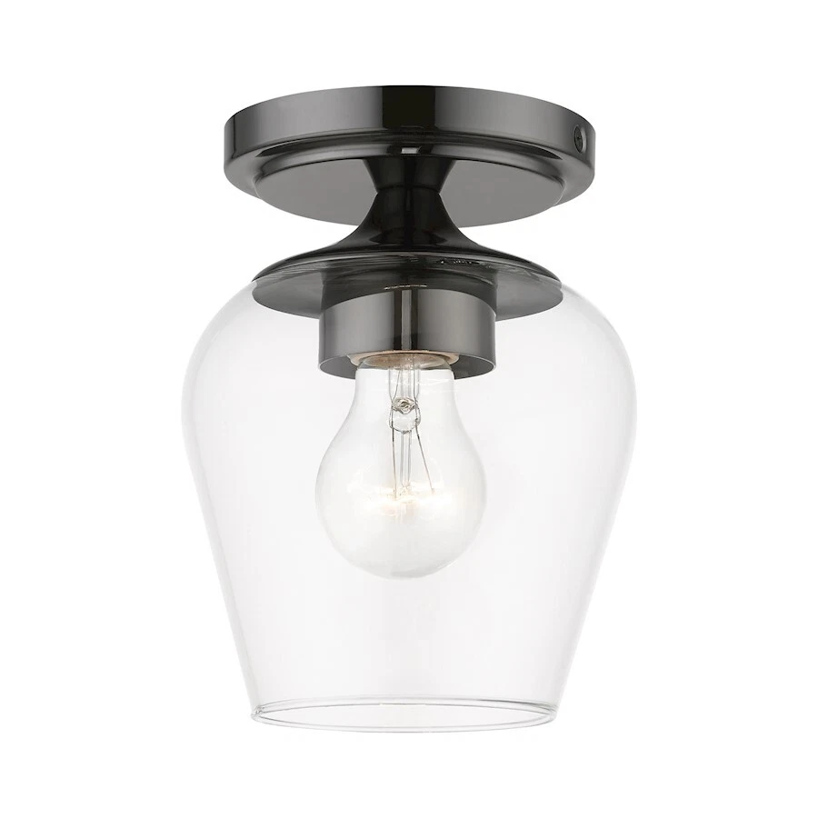 Livex Willow 1 Light Flush Mount, Black Chrome/Clear - 46720-46 - Image 1 of 1