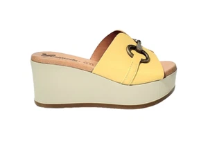 SCHUHE SANDALEN CLOGS DAMEN SUSIMODA 11300/042 LEDER GELB SUN KEILABSATZ PLATEAU - Bild 1 von 7