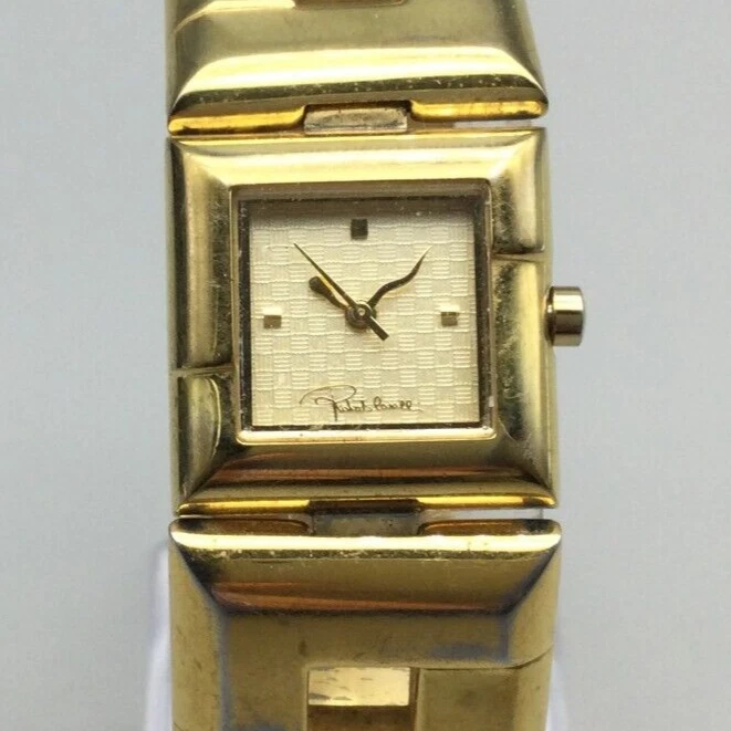 Roberto Cavalli MazeWatch Women 22mm Gold Tone Square Dial New Battery 6.5" - Image 1 of 4