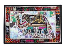 Elephant Wall Hanging Patchwork Tapestry Beaded Hand Embroidered Throw Decor 60"