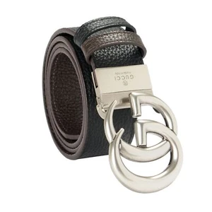 Cinturón reversible Gucci 100 % cuero metal plata doble G hebilla US 38 IT 95 - Imagen 1 de 4