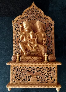 Gran familia india tallada en madera Lord Shiva 22 pulgadas (vendedor del Reino Unido) - Imagen 1 de 2