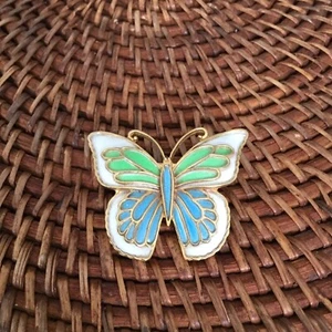 JJ JEWELRY JONETTE LARGE ENAMEL BUTTERFLY BROOCH PIN MARKED - Picture 1 of 2