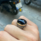Black Onyx Gemstone Ring Mens Handmade Onyx Gemstone Ring Ring 925k Silver