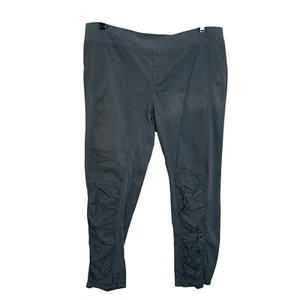 Wearables XCVI Jetter Crop Leggings Size M Gray Pull On Ruched Stretch Cotton - Picture 1 of 8