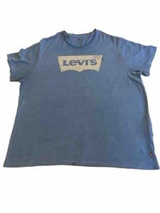 Levi's T-Shirt Herren 2XL Meliert Blau Distressed Logo Kurzarm Rundhals - Bild 1 von 7