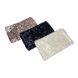 Ladies Evening Style Sequin Clutch Bag Black, Champagne, Ivory. Quality Sequins - Picture 1 of 6