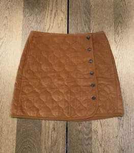 Madewell Curvy Quilted Corduroy Button Front Mini Skirt Women’s 10 Warm Coffee - Picture 1 of 10