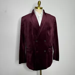 International Concepts Sport Mantel Herren 46R XL Slim Fit Samt Zweireiher Rot - Bild 1 von 12