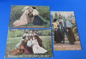 3 Antique Postcards: - Romantic Comedy Cards - Early 1900s - Imagen 1 de 5