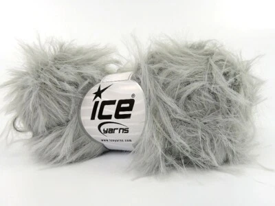 Light Grey Faux Feather 82200 Ice Yarns Long Eyelash Yarn 50gr 109yds - Image 1 of 3