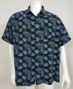 Nat Nast Mens Shirt Plus Size 2XL Short Sleeve Button Front Hawaiian Black Blue - Picture 1 of 8