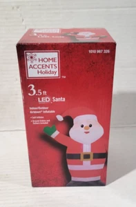 Home Accents Holiday 3.5ft LED Santa Airblown Inflatable Yard Decor Christmas - Picture 1 of 4