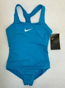 Nike Kids Girl's Solid Racerback One-Piece Swimsuit Light Blue Fury Size XS - - Picture 1 of 3