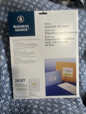 Business Source 26107 White Laser Labels - Return Address  1/2"x1-3/4" (2000/PK) - Image 1 of 2