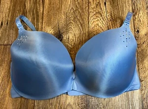 Lane Bryant Cacique 40DDD Push Up Plunge Bra Light Blue Rhinestones - Picture 1 of 4